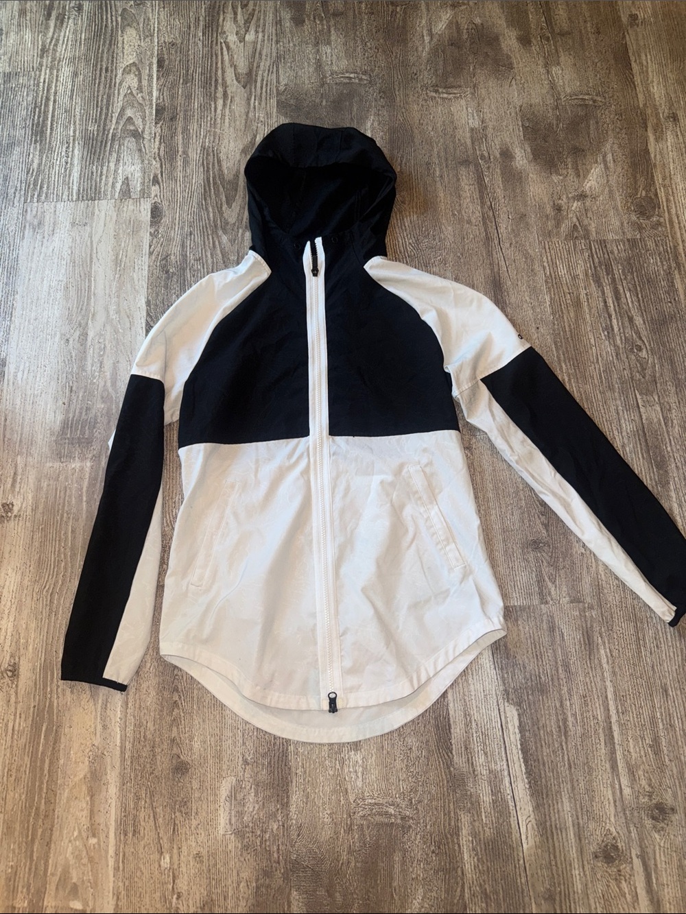 adidas Black and White Hooded Utility Jacket for Women